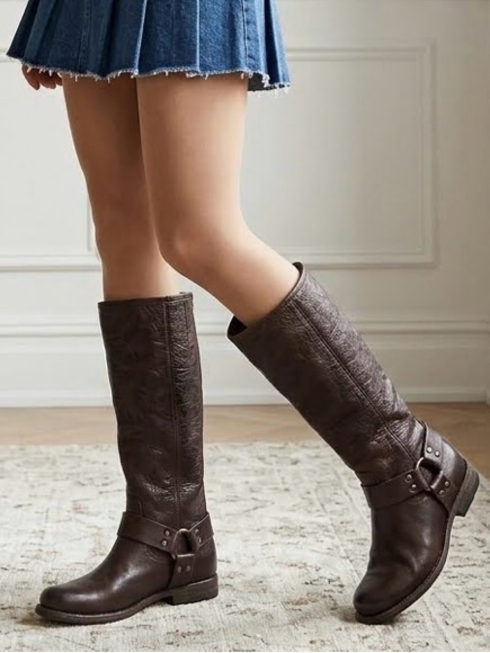 FRYE Phillip Harness Riding Boot Distressed Burnished Brown 6 MSRP $358
